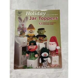 Holiday Jar Toppers Annies Attic Crochet 12 Characters Cindy Harris Pattern Book